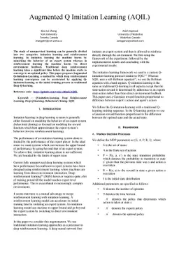 Augmented Q Imitation Learning (AQIL)