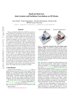 DualConvMesh-Net: Joint Geodesic and Euclidean Convolutions on 3D Meshes