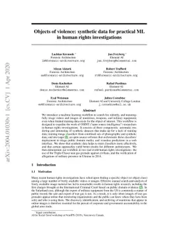Objects of violence: synthetic data for practical ML in human rights
  investigations