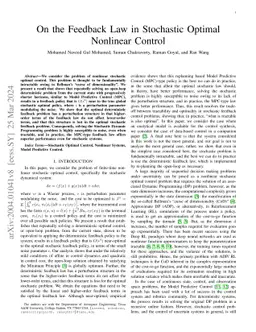 On the Feedback Law in Stochastic Optimal Nonlinear Control