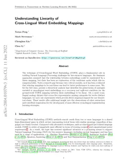 Understanding Linearity of Cross-Lingual Word Embedding Mappings