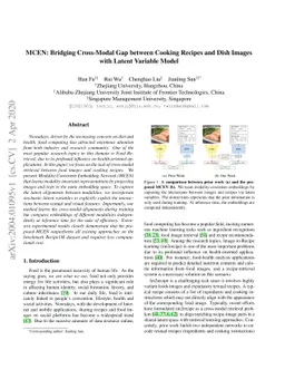 MCEN: Bridging Cross-Modal Gap between Cooking Recipes and Dish Images
  with Latent Variable Model
