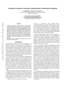 Learning to cooperate: Emergent communication in multi-agent navigation