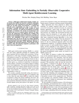 Information State Embedding in Partially Observable Cooperative
  Multi-Agent Reinforcement Learning