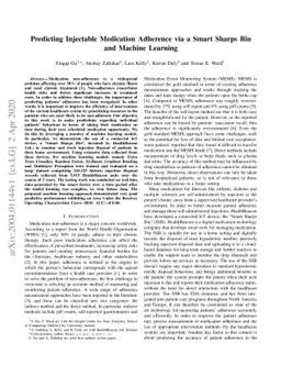 Predicting Injectable Medication Adherence via a Smart Sharps Bin and
  Machine Learning