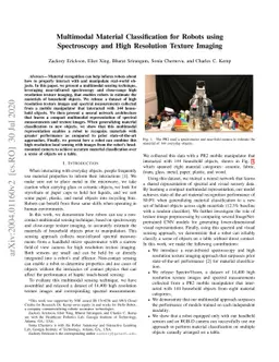 Multimodal Material Classification for Robots using Spectroscopy and
  High Resolution Texture Imaging