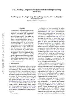 R3: A Reading Comprehension Benchmark Requiring Reasoning Processes