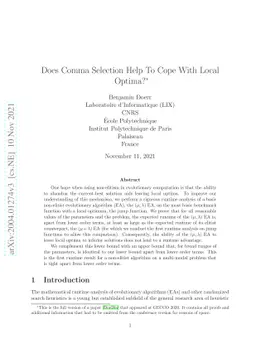 Does Comma Selection Help To Cope With Local Optima