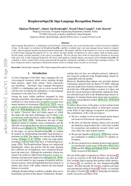 BosphorusSign22k Sign Language Recognition Dataset