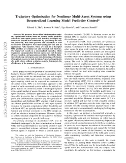 Trajectory Optimization for Nonlinear Multi-Agent Systems using
  Decentralized Learning Model Predictive Control