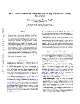 IVFS: Simple and Efficient Feature Selection for High Dimensional
  Topology Preservation
