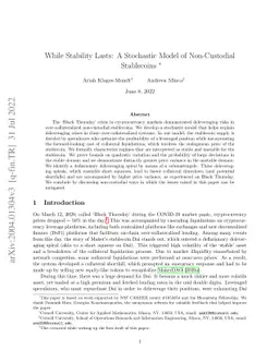 While Stability Lasts: A Stochastic Model of Non-Custodial Stablecoins