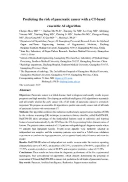 Predicting the risk of pancreatic cancer with a CT-based ensemble AI
  algorithm