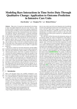 Modeling Rare Interactions in Time Series Data Through Qualitative
  Change: Application to Outcome Prediction in Intensive Care Units