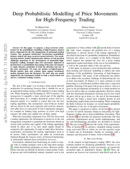 Deep Probabilistic Modelling of Price Movements for High-Frequency
  Trading
