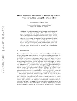 Deep Recurrent Modelling of Stationary Bitcoin Price Formation Using the
  Order Flow