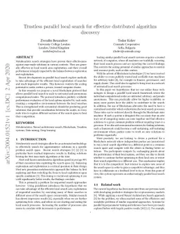 Trustless parallel local search for effective distributed algorithm
  discovery