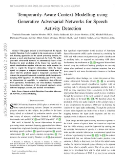 Temporarily-Aware Context Modelling using Generative Adversarial
  Networks for Speech Activity Detection