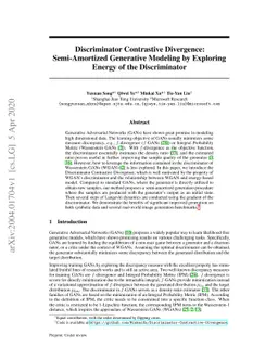 Discriminator Contrastive Divergence: Semi-Amortized Generative Modeling
  by Exploring Energy of the Discriminator