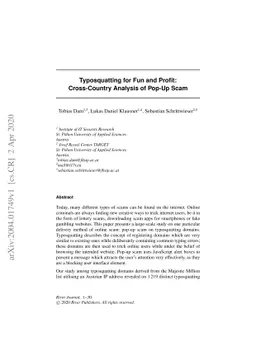 Typosquatting for Fun and Profit: Cross-Country Analysis of Pop-Up Scam