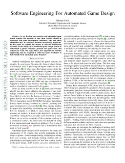 Software Engineering For Automated Game Design