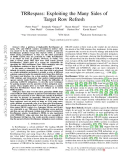 TRRespass: Exploiting the Many Sides of Target Row Refresh