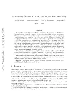 Abstracting Fairness: Oracles, Metrics, and Interpretability