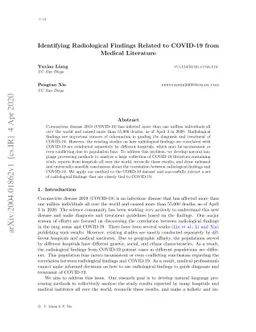 Identifying Radiological Findings Related to COVID-19 from Medical
  Literature