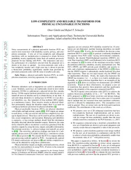 Low-complexity and Reliable Transforms for Physical Unclonable Functions