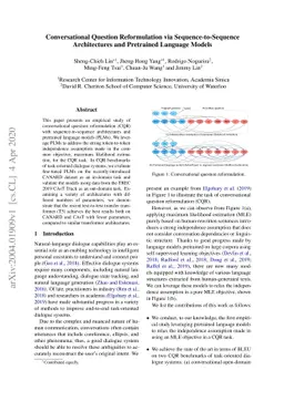 Conversational Question Reformulation via Sequence-to-Sequence
  Architectures and Pretrained Language Models