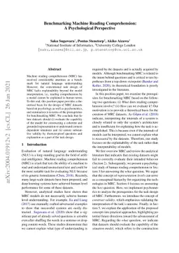 Benchmarking Machine Reading Comprehension: A Psychological Perspective