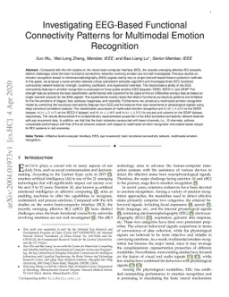Investigating EEG-Based Functional Connectivity Patterns for Multimodal
  Emotion Recognition