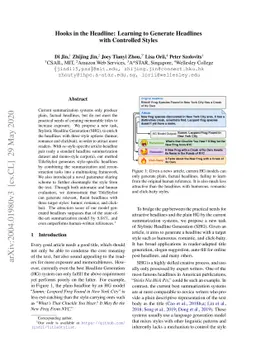 Hooks in the Headline: Learning to Generate Headlines with Controlled
  Styles