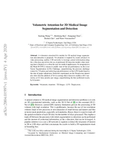 Volumetric Attention for 3D Medical Image Segmentation and Detection