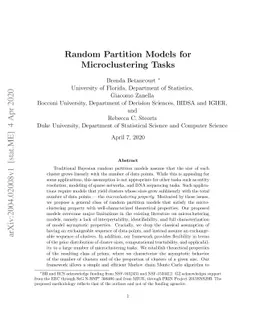 Random Partition Models for Microclustering Tasks