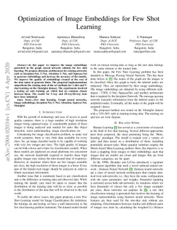 Optimization of Image Embeddings for Few Shot Learning
