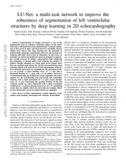 LU-Net: a multi-task network to improve the robustness of segmentation
  of left ventriclular structures by deep learning in 2D echocardiography