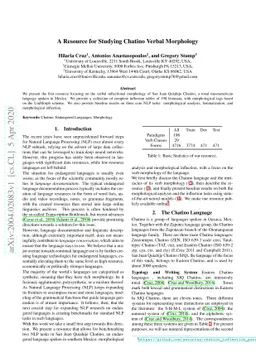 A Resource for Studying Chatino Verbal Morphology