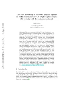 One-shot screening of potential peptide ligands on HR1 domain in
  COVID-19 glycosylated spike (S) protein with deep siamese network