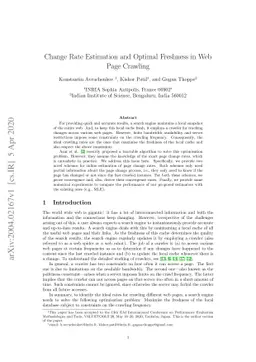 Change Rate Estimation and Optimal Freshness in Web Page Crawling
