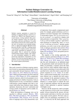 Stylistic Dialogue Generation via Information-Guided Reinforcement
  Learning Strategy