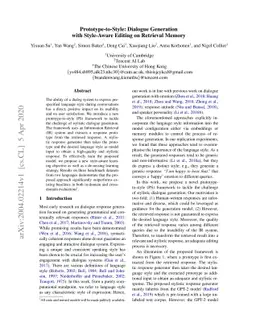 Prototype-to-Style: Dialogue Generation with Style-Aware Editing on
  Retrieval Memory
