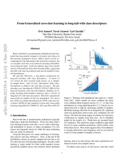 From Generalized zero-shot learning to long-tail with class descriptors