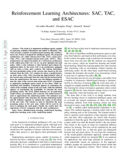 Reinforcement Learning Architectures: SAC, TAC, and ESAC