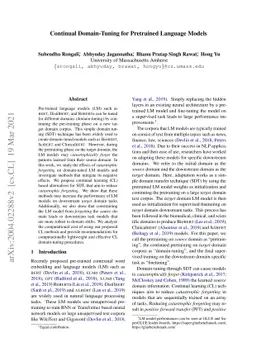 Continual Domain-Tuning for Pretrained Language Models