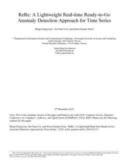 ReRe: A Lightweight Real-time Ready-to-Go Anomaly Detection Approach for
  Time Series