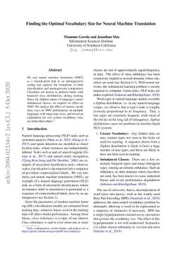 Finding the Optimal Vocabulary Size for Neural Machine Translation