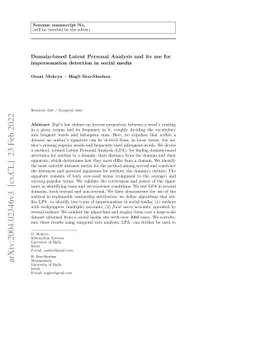 Domain-based Latent Personal Analysis and its use for impersonation
  detection in social media
