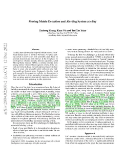 Moving Metric Detection and Alerting System at eBay