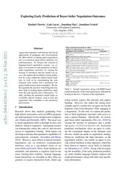 Exploring Early Prediction of Buyer-Seller Negotiation Outcomes